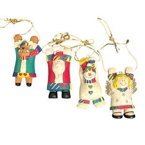 4 VTG Avon Christmas Ornaments‎ Topper Santa Snowman Reindeer Angel Gift